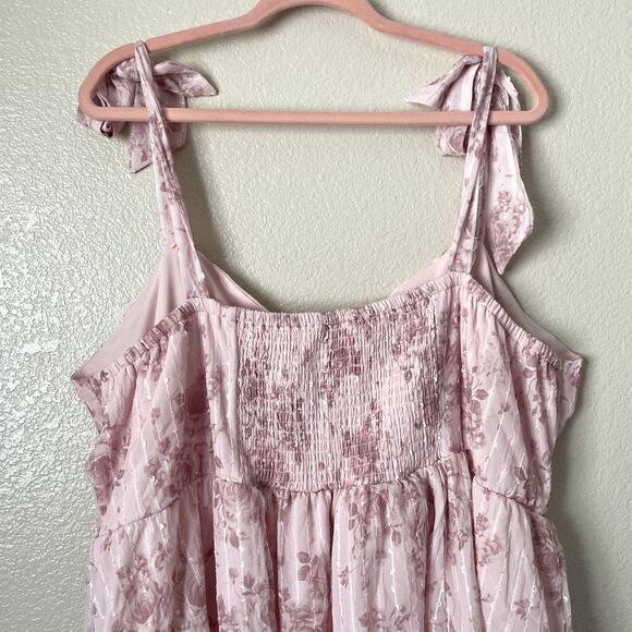 Torrid Dress Womens 3X Pink Tiered Floral Midi Whimsical Fairy Coquette Garden - Picture 7 of 11